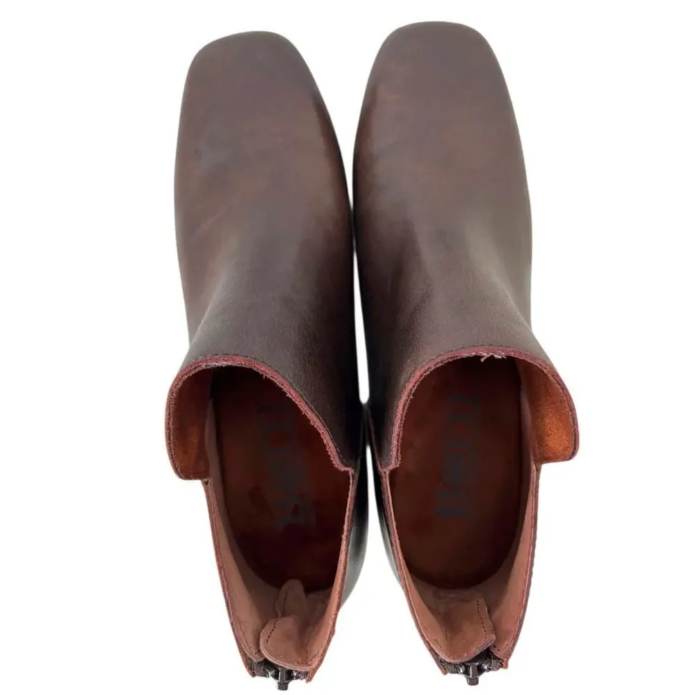 BORN Benna Leather Ankle Boot Back Zip in Dark Brown Women’s Size 7M